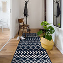 CAMILSON Boho Moroccan Area Rug 2'x7', Geometric Diamond Design - Boho Navy Blue - Brand New
