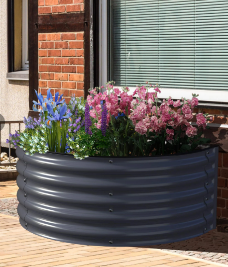 OLLE GARDENS 17" TALL DECORATIVE SEMI-CIRCLE RAISED GARDEN BED - GRAY - Like New