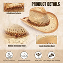 Simplicity Cowboy Hat Men Straw Western Hat Brown Leather Band - Brand New