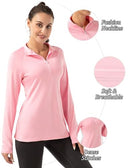 Fkeep Women's Polo Shirts Long Sleeve UPF 50+ Workout Tops V Neck Coral Pink XL - Brand New