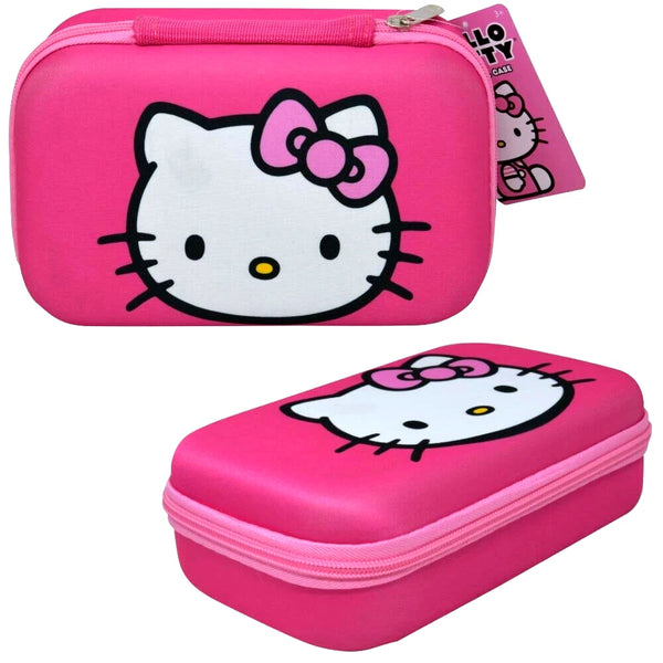 HELLO KITTY MOLDED PENCIL CASE HOLDER WITH ZIPPER ZIP POUCH ORGANIZER - PINK - Brand New