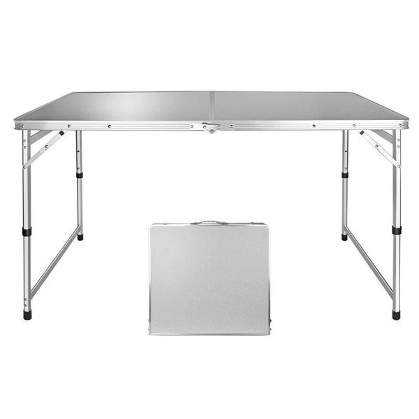 VILLEY 4FT FOLDING PORTABLE CAMPING TABLE LIGHTWEIGHT TABLE ADJUSTABLE LEGS - Like New