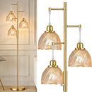 ROTTOGOON FLOOR LAMP LIVING ROOM 3 LIGHT VINTAGE TREE STANDING LAMP - AMBER GOLD - Like New