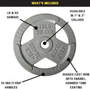 HULKFIT 2 INCH CAST IRON WEIGHT PLATE SET WITH MULTI-GRIP HANDLES, 25LB, SILVER - Like New