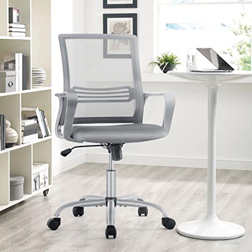 AFO Home Office Chair Mid Back Breathable Mesh Height Adjustable - Grey - Like New