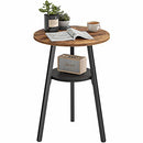 CubiCubi Round End /Side Table with Wooden Shelves Metal Frames - Rustic Brown - Like New