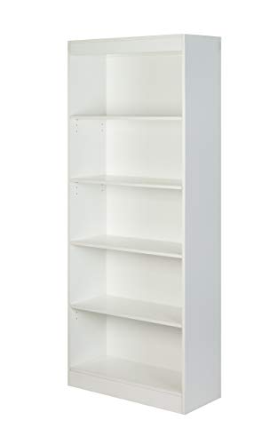 ONSPACE ESSENTIALS 5-TIER BOOKSHELF, 50-LD0101SHLF-WHITE - WHITE - Like New
