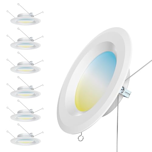GONGOO LIFESTYLE 6 PACK LED RECESSED LIGHT 6INCH 5CCT FLAT LED CAN LIGHTS - Like New