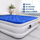 MELDOZ QUEEN AIR MATTRESS WITH BUILT-IN PUMP 20" - BLUE/WHITE - Like New