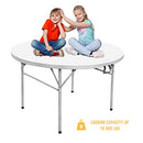 Large Capacity Byliable Round Folding Table 48 inch Bi-Fold B0C9SPYPFX - White - Brand New