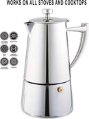 CUISINOX ROMA 6-CUP STOVETOP MOKA ESPRESSO MAKER COF-6R - STAINLESS STEEL - Like New