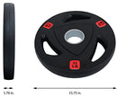 SIGNATURE FITNESS OLYMPIC 2-INCH CAST IRON 2 IN 1 PLATE WEIGHT 45LBS BLACK/RED - Like New