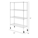 72 IN. H X 48 IN. W X 18 IN. D NSF 4-TIER WIRE SHELVING RACK WHEELS - CHROME - Like New