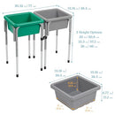 ECR4KIDS 2-STATION SAND AND WATER ADJUSTABLE PLAY TABLE ELR-12401 - GRAY/EMERALD - Like New