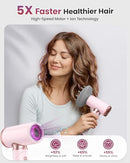 WEEYUM DUAL VOLTAGE HAIR DRYER TRAVEL EUROPE FOLDABLE, HIGH Speed, 1300W - PINK - Like New