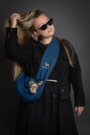 NOAH & PAW DOG SLING CARRIER FOR SMALL DOGS 3-10LB - DARK BLUE - Like New