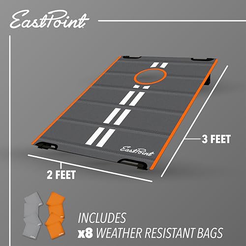 EASTPOINT 2’X3’ ULTRA-PORTABLE CORNHOLE SET WITH 8 BEAN BAGS - ORANGE/BLACK - Like New