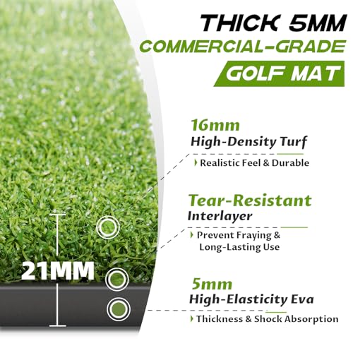BLTEND GOLF MATS PRACTICE OUTDOOR/INDOOR - GREEN (5X3FT, 21MM THICKENED) - Like New