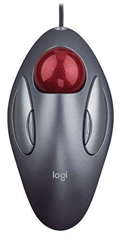 LOGITECH TRACKMAN MARBLE MOUSE FOUR-BUTTON PROGRAMMABLE T-BC21 - DARK GRAY - Like New