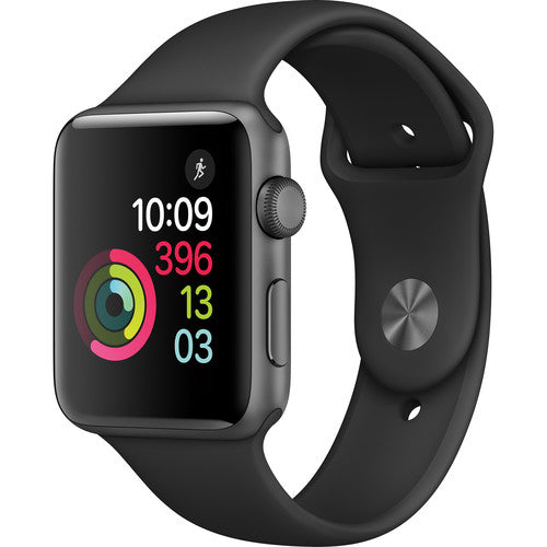 Apple Watch Series 2 42mm Space Gray Aluminum Case Black Sport Band Like New