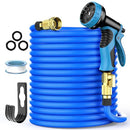 NEWESY 50FT EXPANDABLE GARDEN HOSE WATER HOSE 10 FUNCTIONS NOZZLE - BLUE - Like New