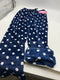 FASHION EXTRA SOFT FLEECE PAJAMAS PANTS - NAVY WITH WHITE POLKA DOTS - S - Brand New