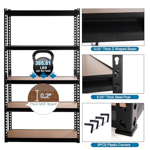 PACHIRA E-COMMERCE GARAGE STORAGE SHELVES, 35.43"W X 15.75"D X 72"H - BLACK - Like New