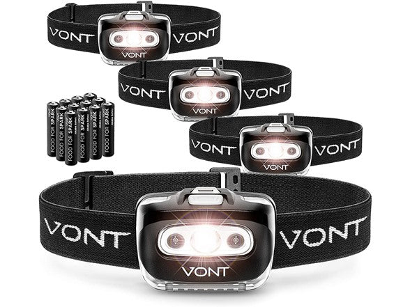 VONT 'SPARK' LED HEADLAMP FLASHLIGHT HEAD LAMP GEAR LAMPS 4 PACK - Like New