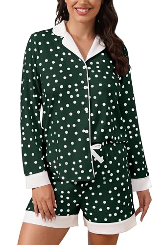 FKEEP BUTTON DOWN PAJAMAS SETS WOMEN TWO-PIECE SATIN SILK PJS GREEN XL - Brand New