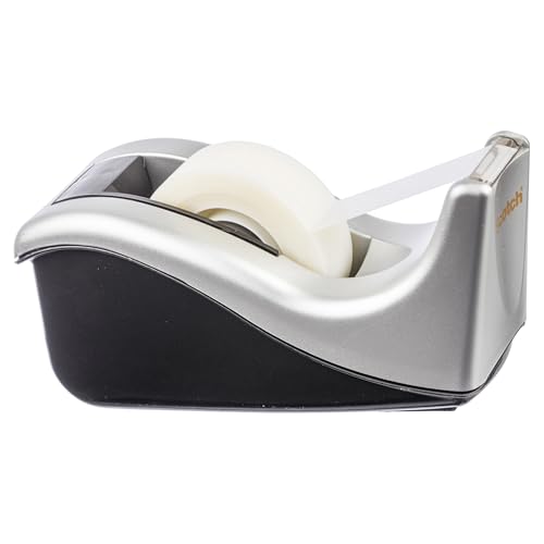 SCOTCH DESKTOP TAPE DISPENSER, SILVERTECH TWO-TONE, C60-ST - BLACK/SILVER - Like New