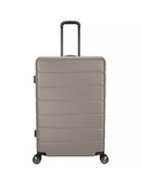 SKYLINE HARDSIDE LARGE CHECKED SPINNER SUITCASE - OXFORD TAN - Like New