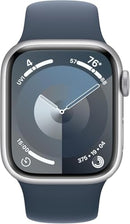 APPLE WATCH SERIES 9 [GPS CELLULAR 41MM] SILVER ALUMINUM STORM BLUE BAND - Like New