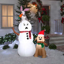 GEMMY 6FT LED SNOWMAN WITH BUNNY AND DOG CHRISTMAS INFLATABLE 880750 - WHITE - Like New