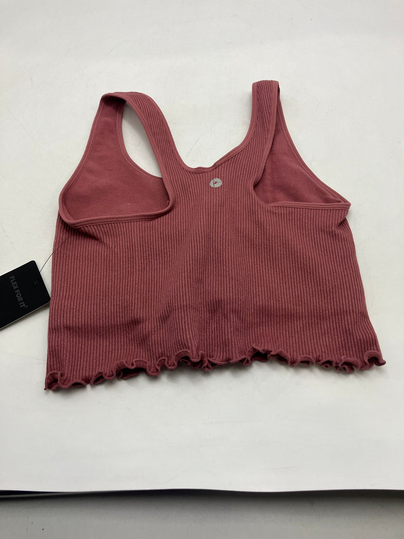 90 DEGREE BY REFLEX WOMEN CROP TANK TOP, SPORT BRA BUILT IN - SIZE:M - DECO ROSE - Brand New