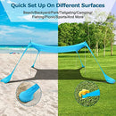 COMMOUDS BEACH TENT CAMPING SUN SHELTER WITH UPF50+ PROTECTION 7 X 7 FT - BLUE - Like New