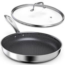 IMARKU NON STICK FRYING PANS 12" STAINLESS STEEL PAN I-PFP0582 - SILVER - Like New