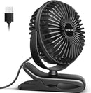 BESKAR Portable Small Clip on Fan USB Cord 3 Speeds Airflow No Battery - Black Like New