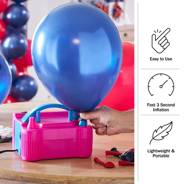 ELECTRIC BALLOON PUMP – INFLATES BALLOONS IN 3 SECONDS - PINK AND BLUE - Like New