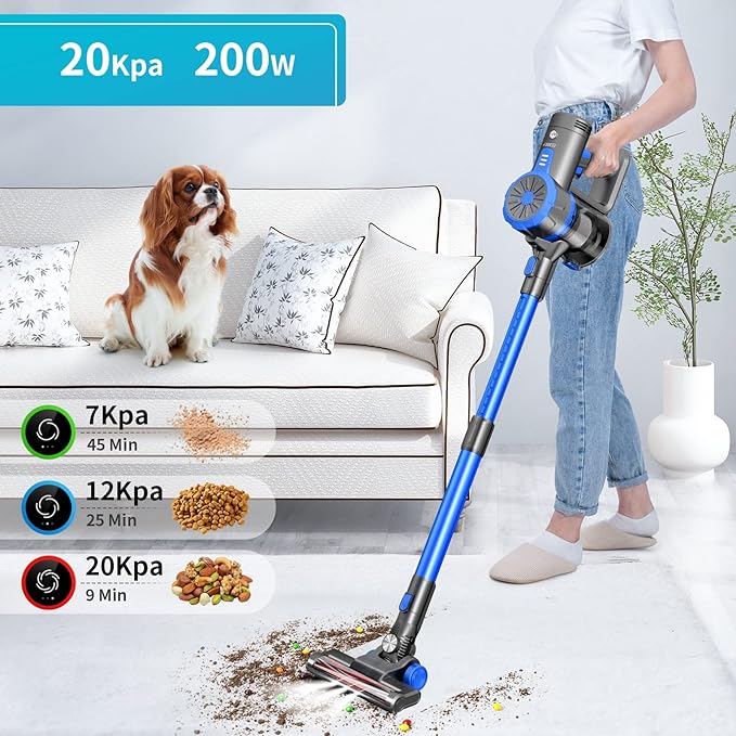 EIOEIR Cordless Stick Vacuum Cleaner 4 in 1 Lightweight 200W HC-20G - BLUE Like New