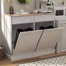 HARIPUL DOUBLE TILT OUT TRASH CABINET, 26 GALLON - WHITE/LIGHT - Scratch & Dent