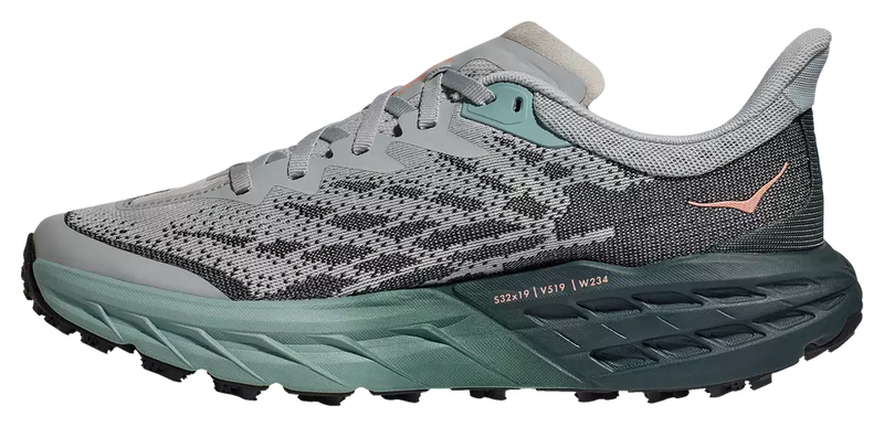 HOKA WOMEN'S SPEEDGOAT 5 TRAIL RUNNING SHOES US 6.5/ UK 5/ JP 23.5 - GRAY/BLACK - Like New