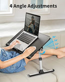 SAIJI LAPTOP BED TRAY TABLE Adjust PVC Leather Table Storage Drawer - BLACK - Like New