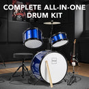 Best Choice Products 3-Piece Beginner Drum Set for Kids Juniors - Blue - Brand New
