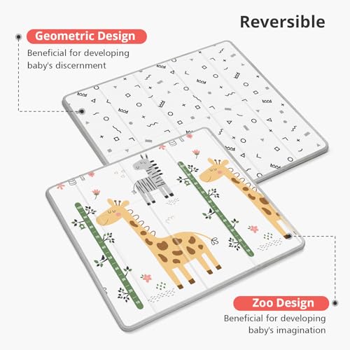 PIGLOG FOLDABLE BABY PLAY MAT 50X50 REVERSIBLE PORTABLE MAT FOR INFANTS GIRAFFE - Like New
