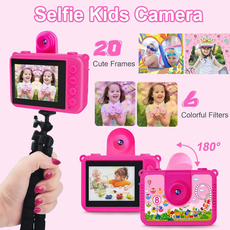 GKTZ Kids Waterproof Underwater Camera - Digital Action Camera, KD190 - ROSE RED Like New