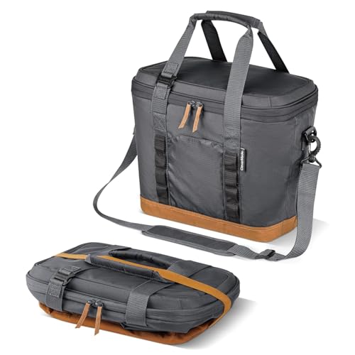 CleverMade Pacifica Collapsible Insulated Cooler Bag – Grizzly Bear Brown - Like New
