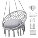 Y- STOP HAMMOCK CHAIR MACRAME SWING MAX 330 LBS HANGING COTTON ROPE - GRAY - Brand New