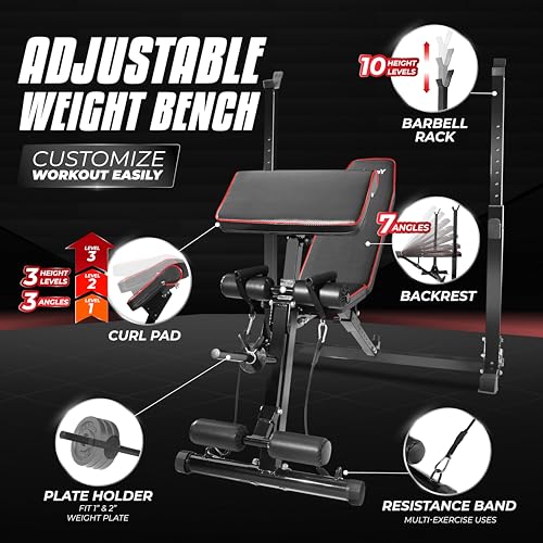 YES4ALL ADJUSTABLE WEIGHT BENCH RACK, 800LBS WORKOUT BENCH PRESS - BLACK - Like New