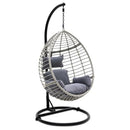 SERENELIFE WICKER RATTAN SWING CHAIR - BLACK/GRAY - Like New