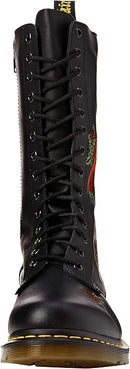 DR. MARTENS WOMEN'S 1914 VONDA 14-EYE FLORAL CASUAL BOOT SIZE: WOMEN 5 BLACK/RED - Like New